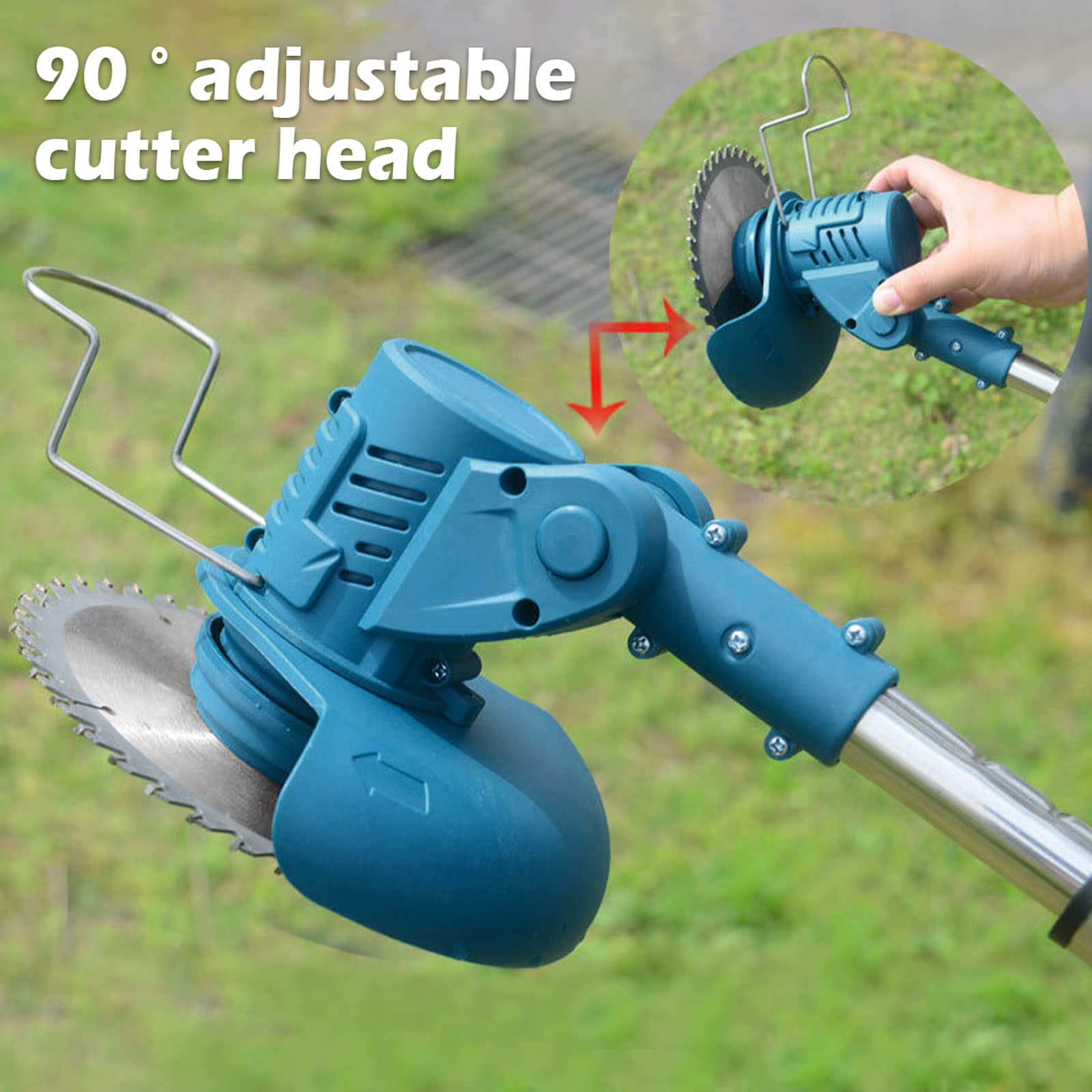 Inalámbrico Desbrozadora Recargable, 8 Cuchillas, Doble Batería 24W Cortacésped 10000g/Min Jardinería, Cortacéspedes, Cortacésped Multifunción con Mango Telescópico Apto para Recortar Césped
