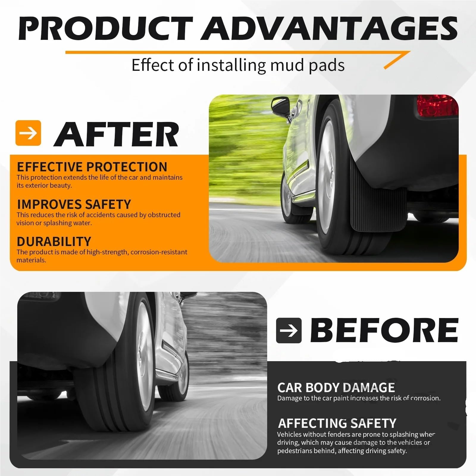 Aletas del Fango del Coche Guardabarros de coche, ruedas delanteras y traseras, guardabarros contra salpicaduras, protectores para tornillos, accesorios para automóviles