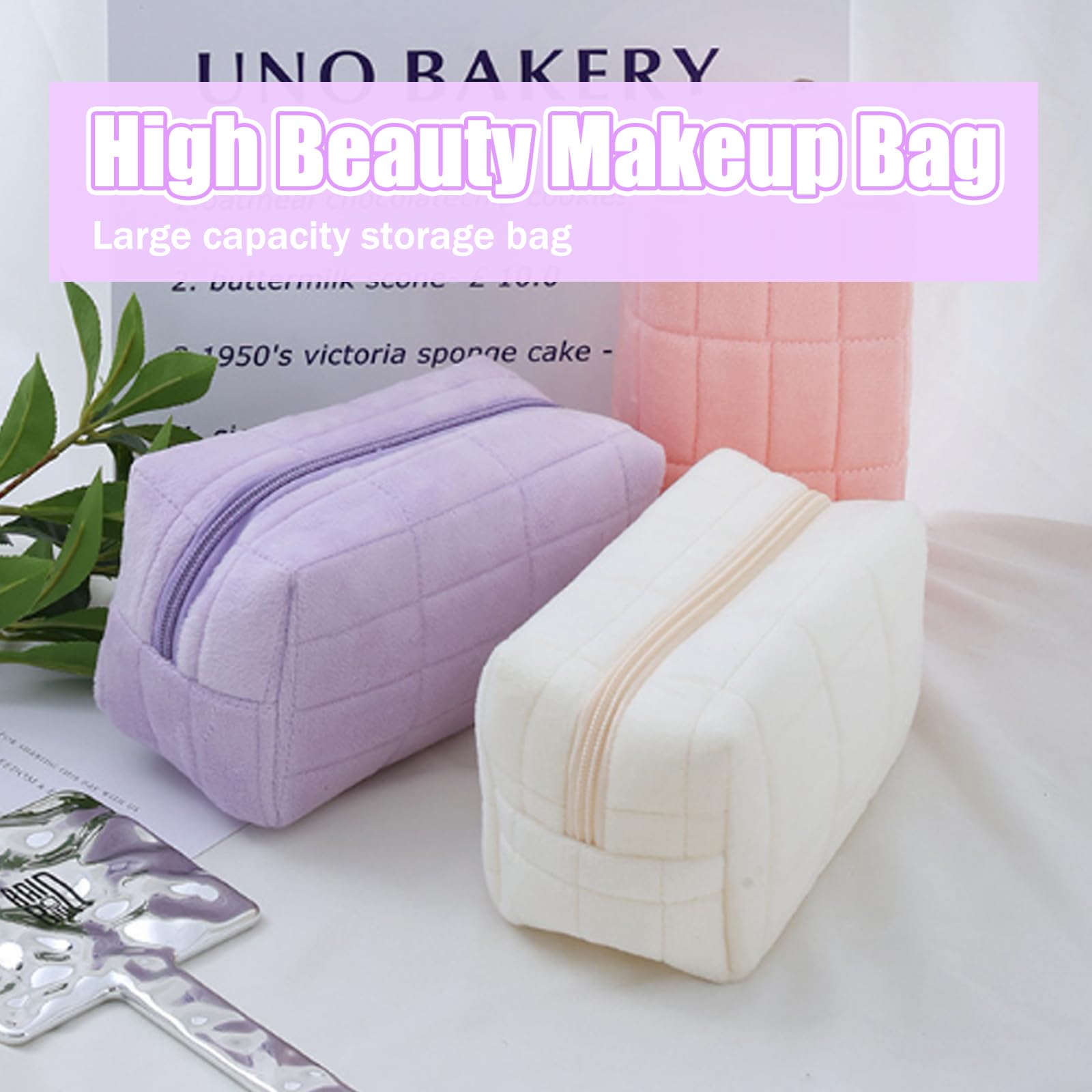 JSTHHTT 2PCS Makeup Bag, Soft Portable Cosmetic Bag, Travel Makeup Storage Bag, Make Up Pouch, Travel Toiletry Bag - Image 4