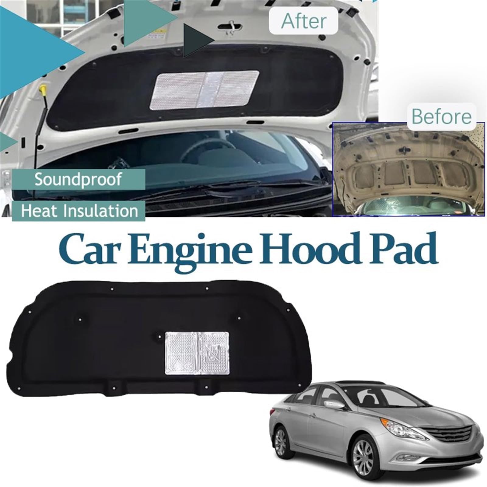 Cotone Isolante Acustico per Cofano Anteriore Auto per Hyundai Sonata YF MK6 I45 2010 2011 2012 2013 2014,Isolamento del Cofano del Cofano, Isolamento Acustico del vano Motore