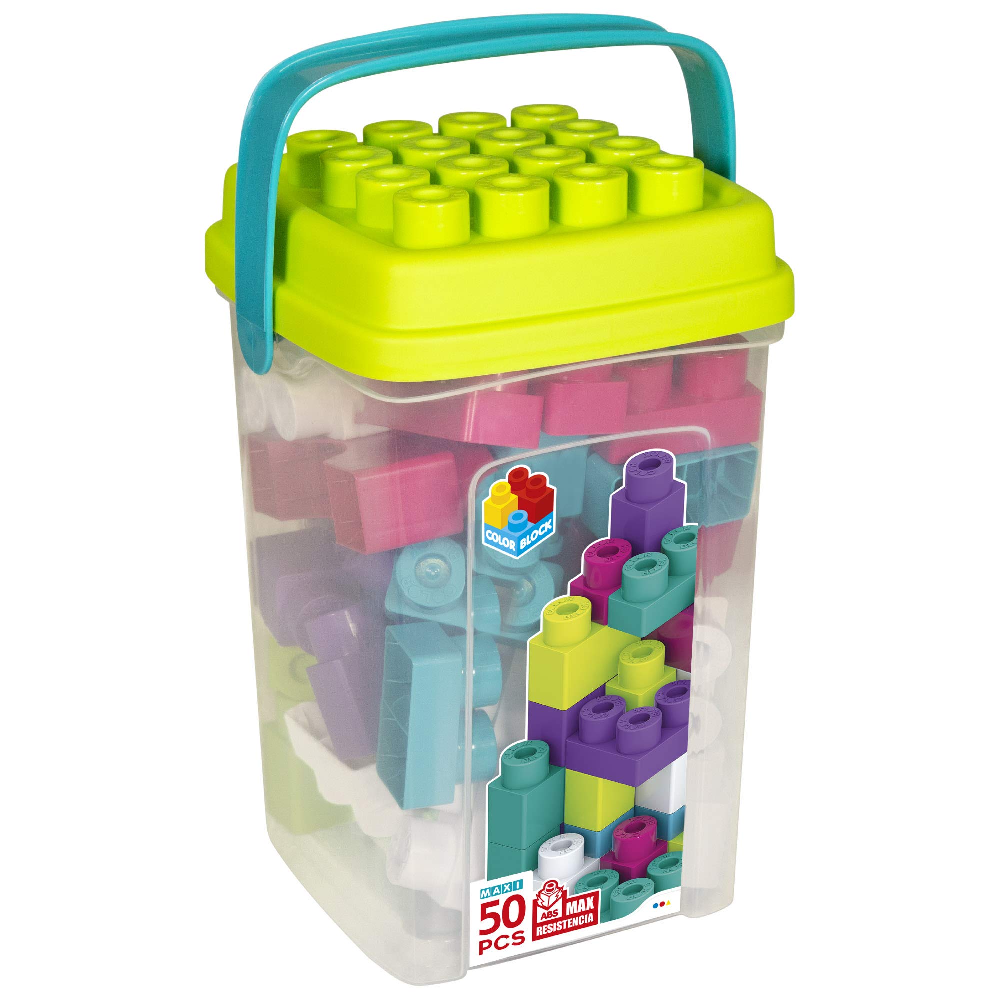 ColorBaby - Bloques de construccion niños, 50 Piezas, Ladrillos de Colores Maxi, Juguetes Bebe 1 año