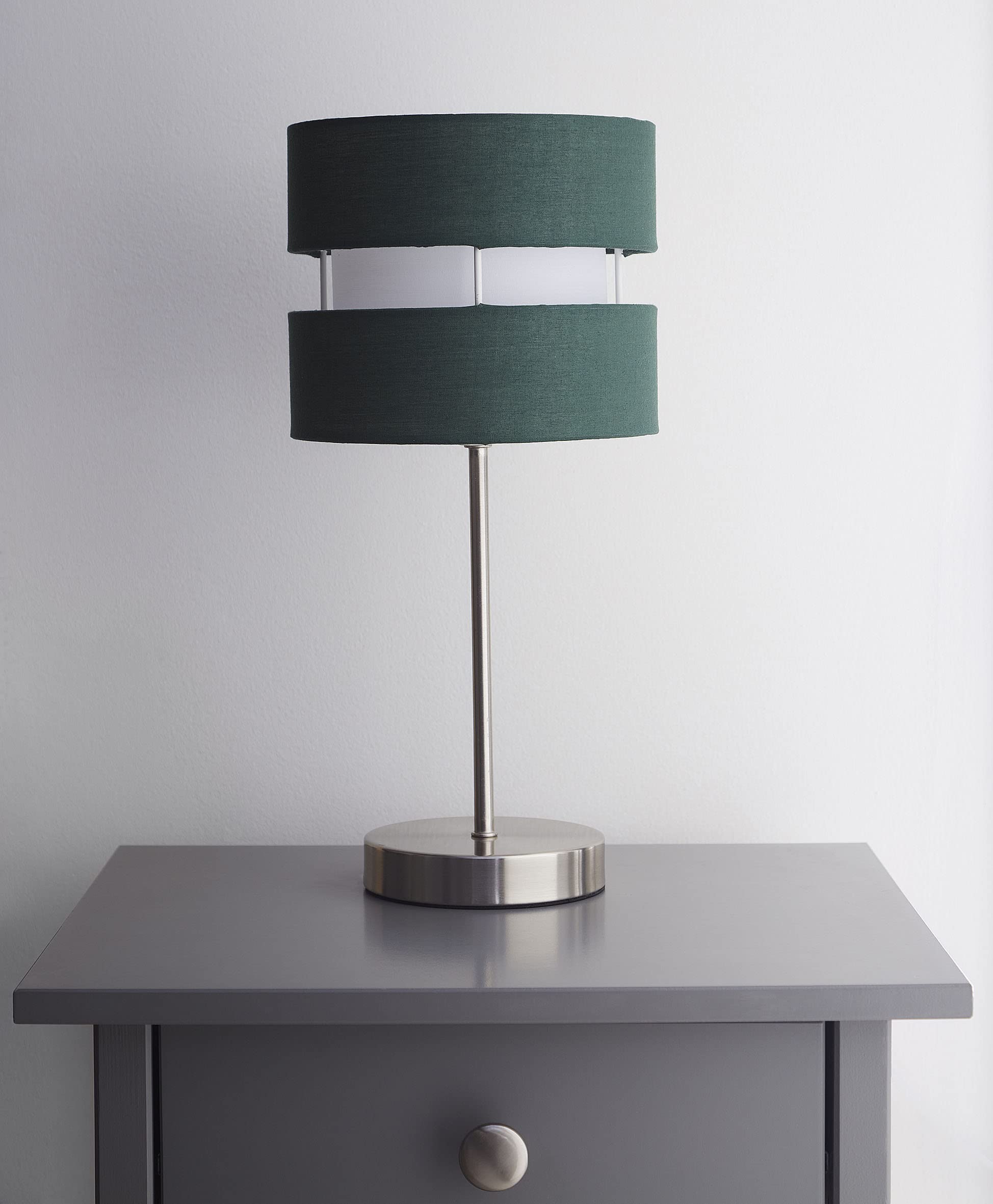 K LIVING Forest Green Layer Fabric Table Lamp - 38cm Height - Metal, Fabric, Plastic