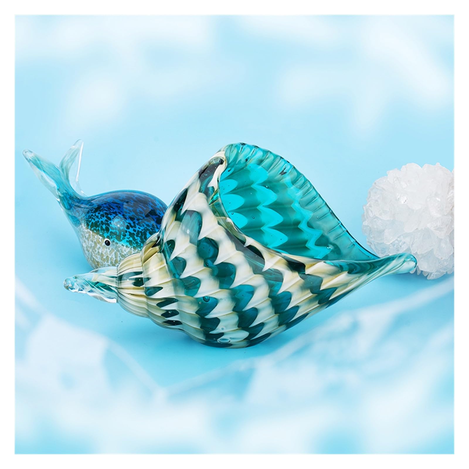 Amazon.co.jp: 吹きガラス巻き貝の置物手作りアート貝殻ホーム文鎮