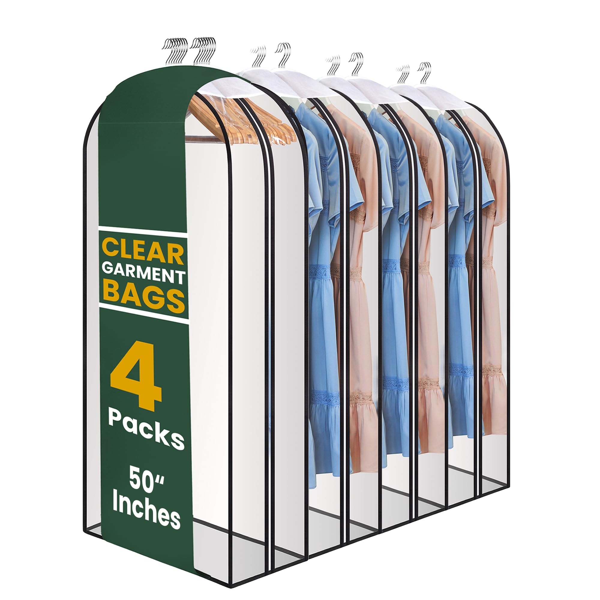 Handy Laundry Clear Garment Bags for Hanging Clothes 50 Suit Bags with 10 Gusset Heavy Duty Closet Storage