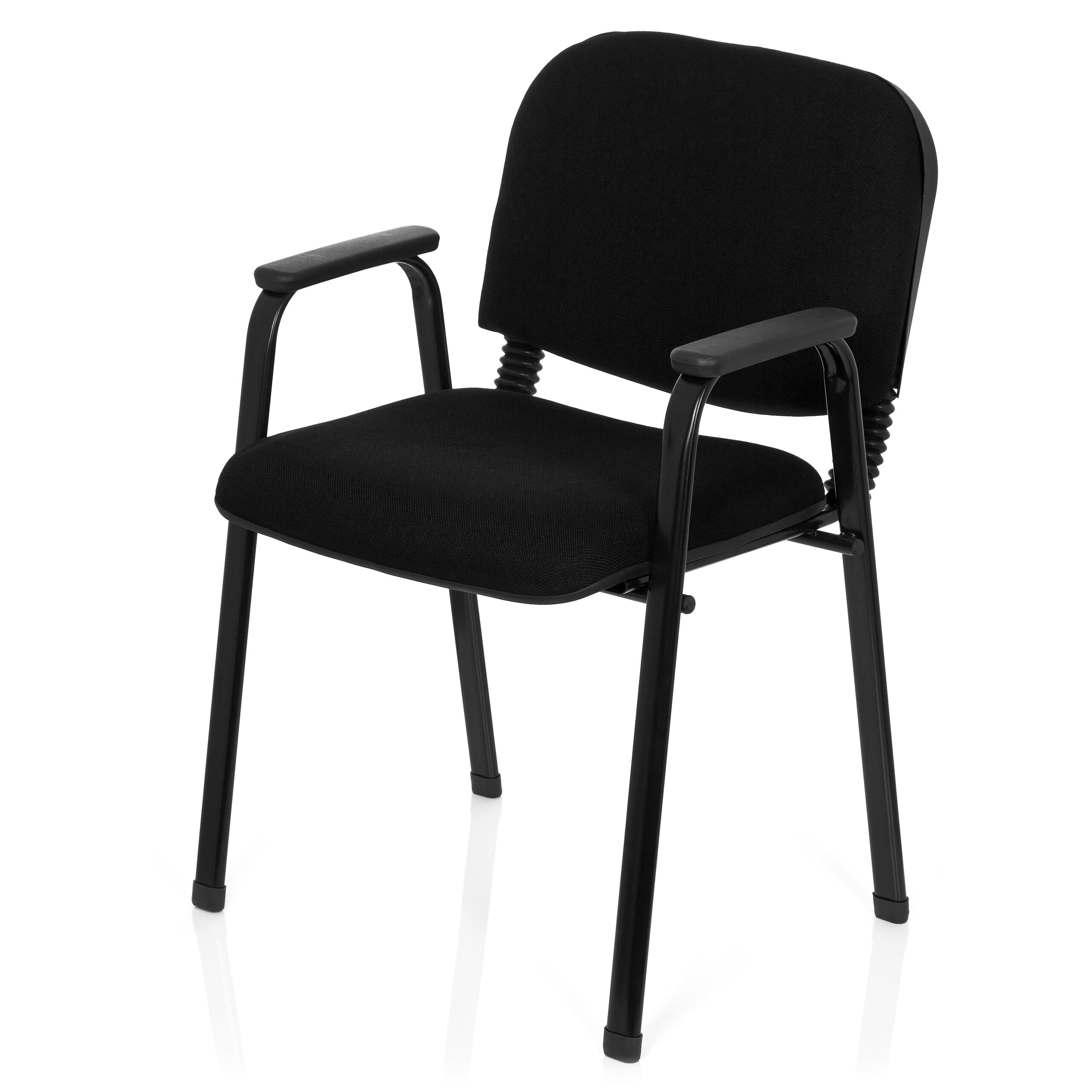 hjh OFFICE 704340 Silla de Visita XT 650 Tela Negro Silla de Conferencia tapizada con reposabrazos, apilable