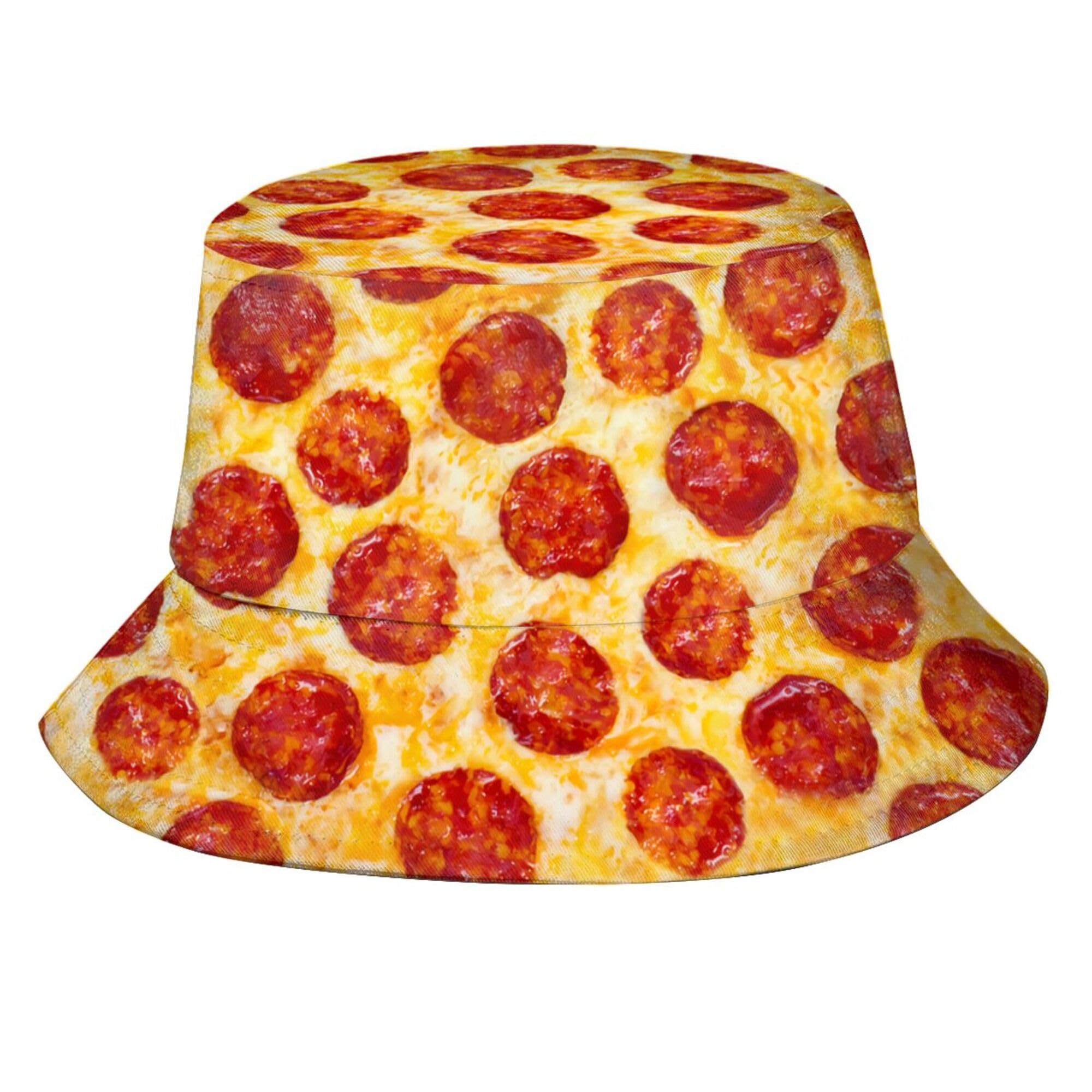 KWQDOZF Sombrero de Cubo con Estampado de Moda para Mujeres y Hombres, Unisex, Sombreros de Pescador, para Exteriores, Playa, Viajes, Senderismo, Gorra para el Sol, Pepperoni Pizza 2