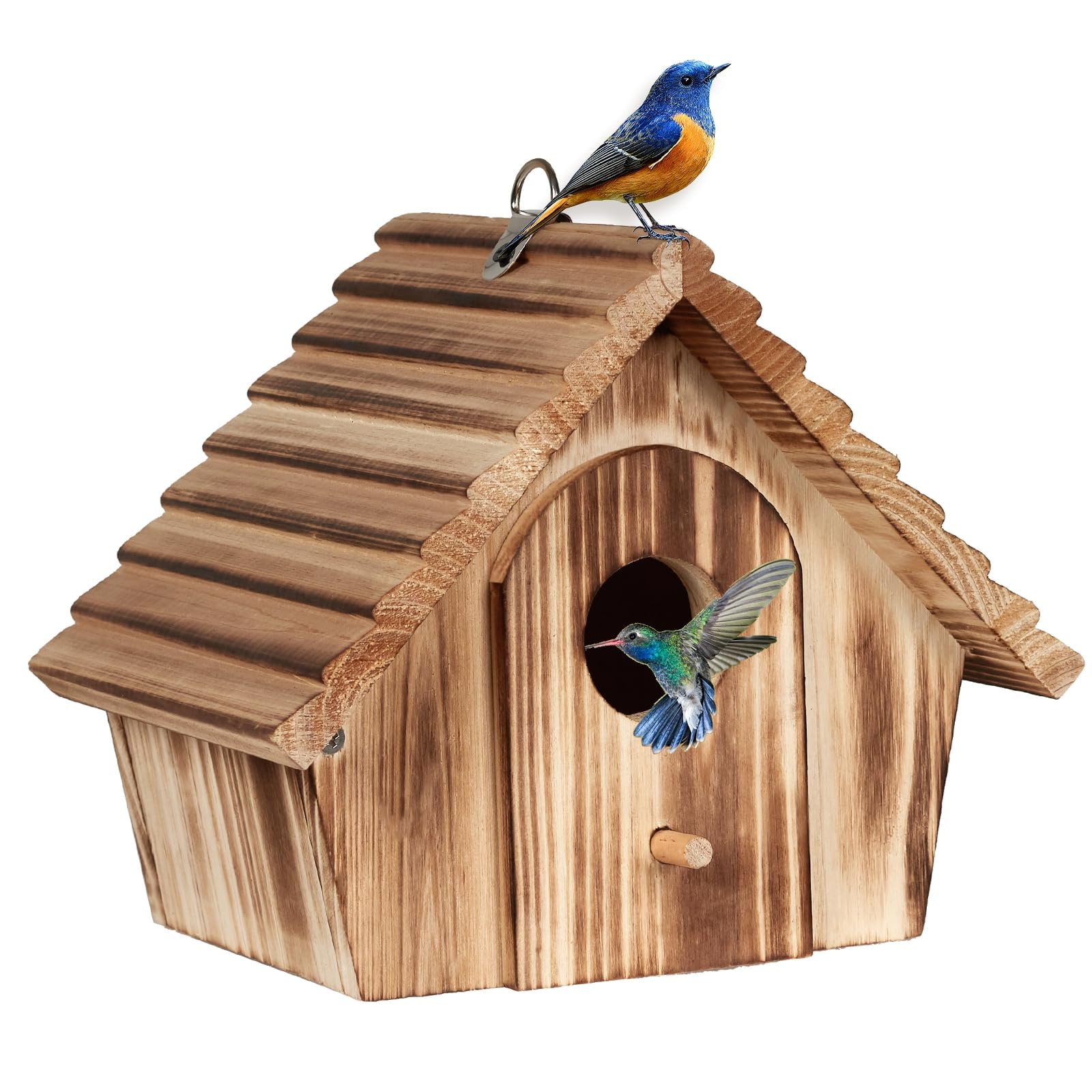 CLACKIBUKVYZ Bird Houses for Outside,Hanging Outdoor BirdHouses,Wood Bird Nesting Box House for Bluebird Humming Finch Wren Cardinals Garden