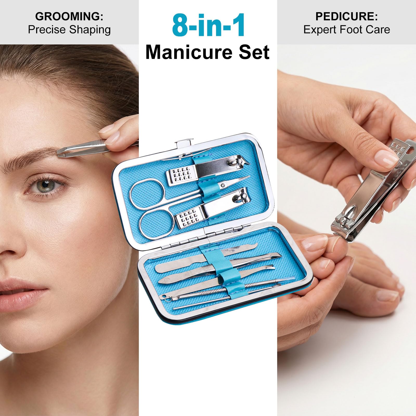 Zestaw do manicure luzem, zestaw obcinaczy do paznokci ze stali nierdzewnej, solidny obcinacz do paznokci, profesjonalne obcinacze do paznokci, osobisty pedicure, prezent (12 sztuk, 8 w 1)