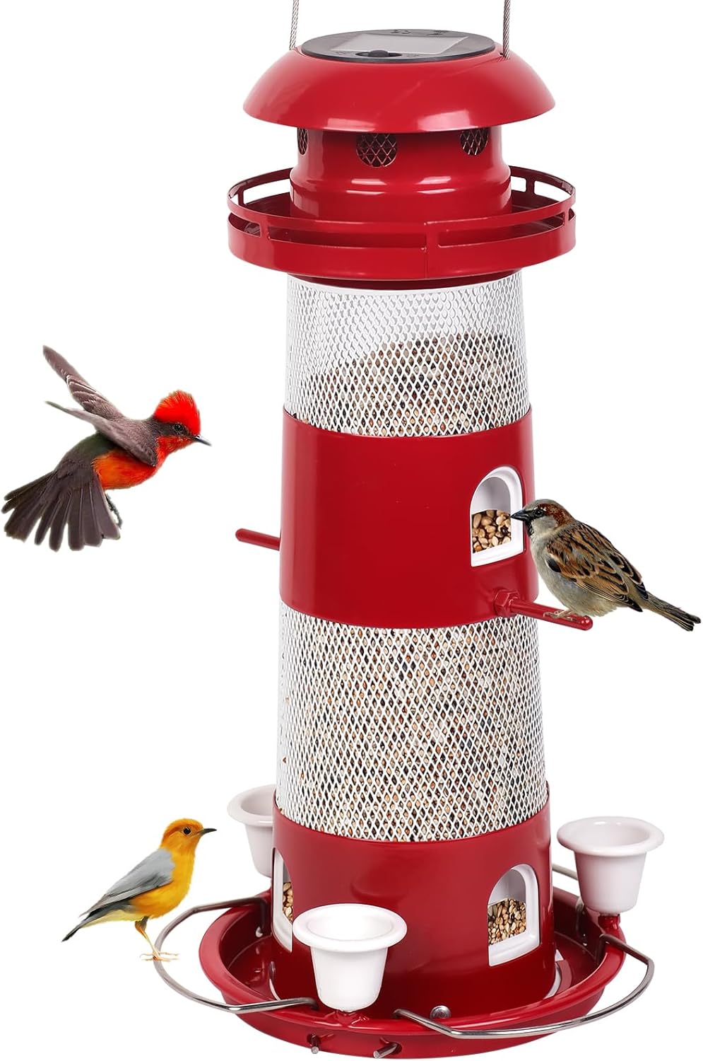 BHeadCat Bird Feeders for Outside, Solar Wild Bird Feeder for Outdoors Hanging, 2