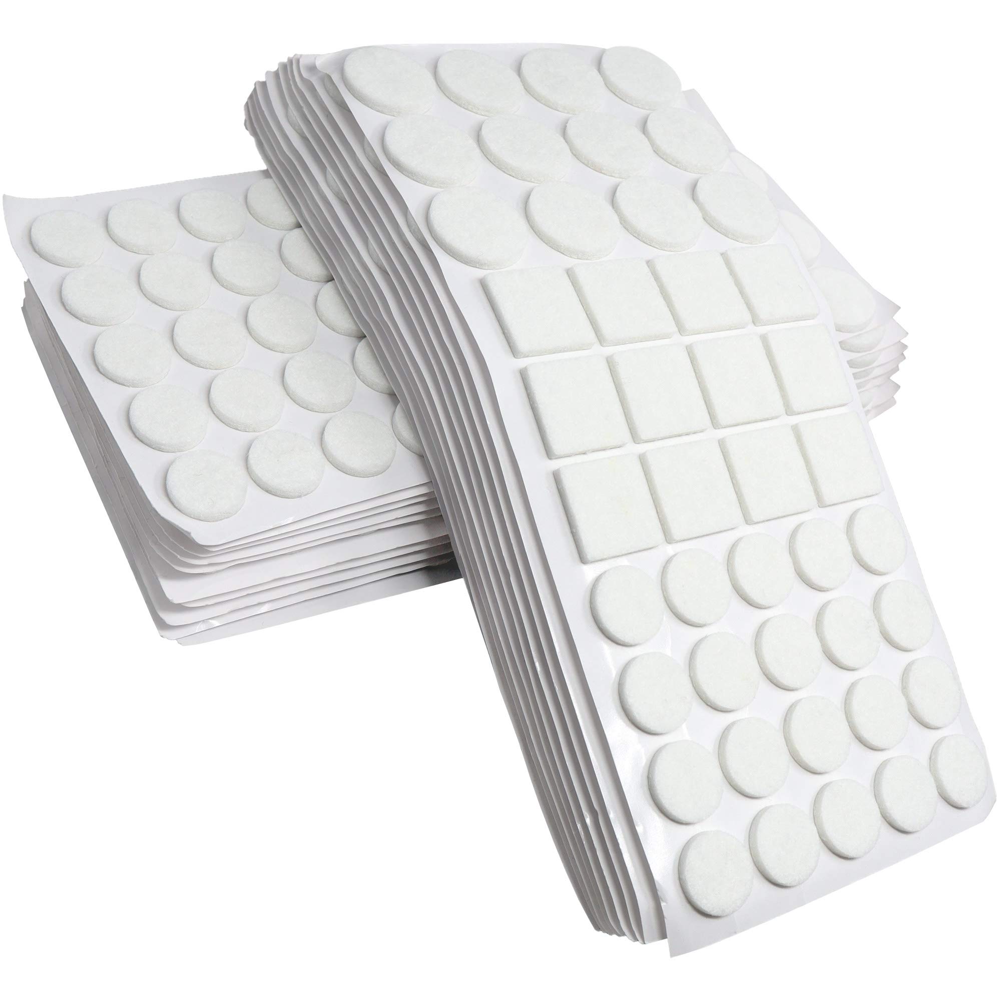 Adsamm® / 880 x almohadillas de fieltro / blanco / diferentes tamaños / Ø 28 mm / Ø 20 mm / 25x25 mm / Protectores de suelo para patas de mueble / auto-adhesivos / con grosor de 3,5 mm de la máxima calidad
