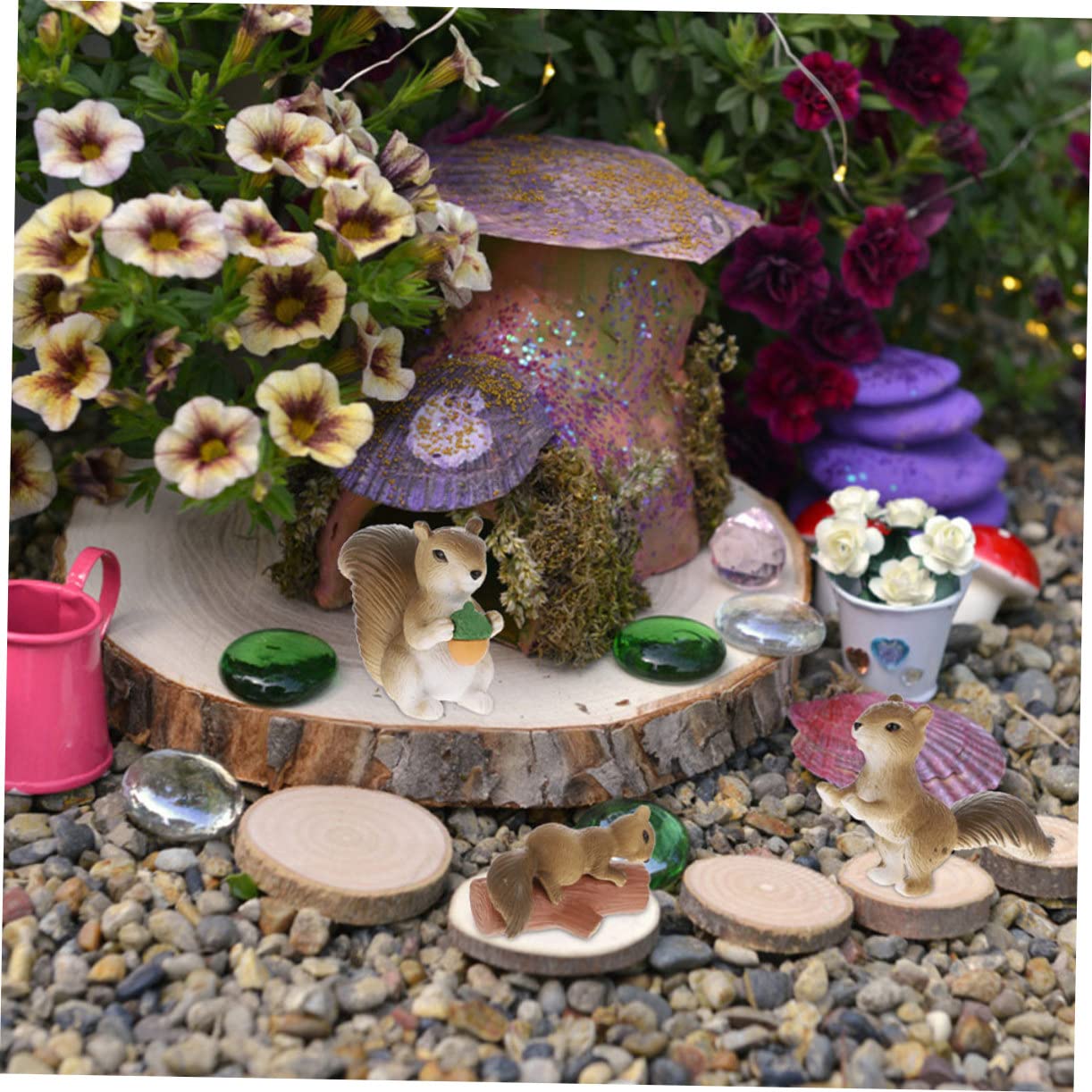 TOYANDONA 8pezzi Miniature Di Scoiattoli in Pvc Di Statuette Di Animali Decorazioni Artigianali Per Giardini Fatati Micro Paesaggi Ornamentali Per Interni