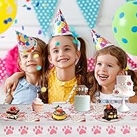 Vista 6 de Decoraciones de cumpleaños para perros, suministros de fiesta de cachorros, 20 platos y 20 servilletas y 1 mantel, decoración de fiesta