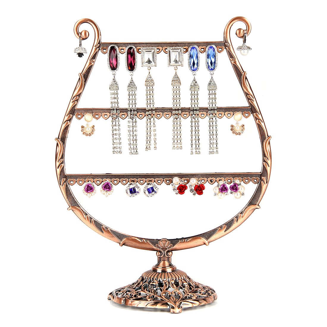 Jewelry Organizer Earring Holder Stand for Hanging 56 Pairs Earrings Display Bronze