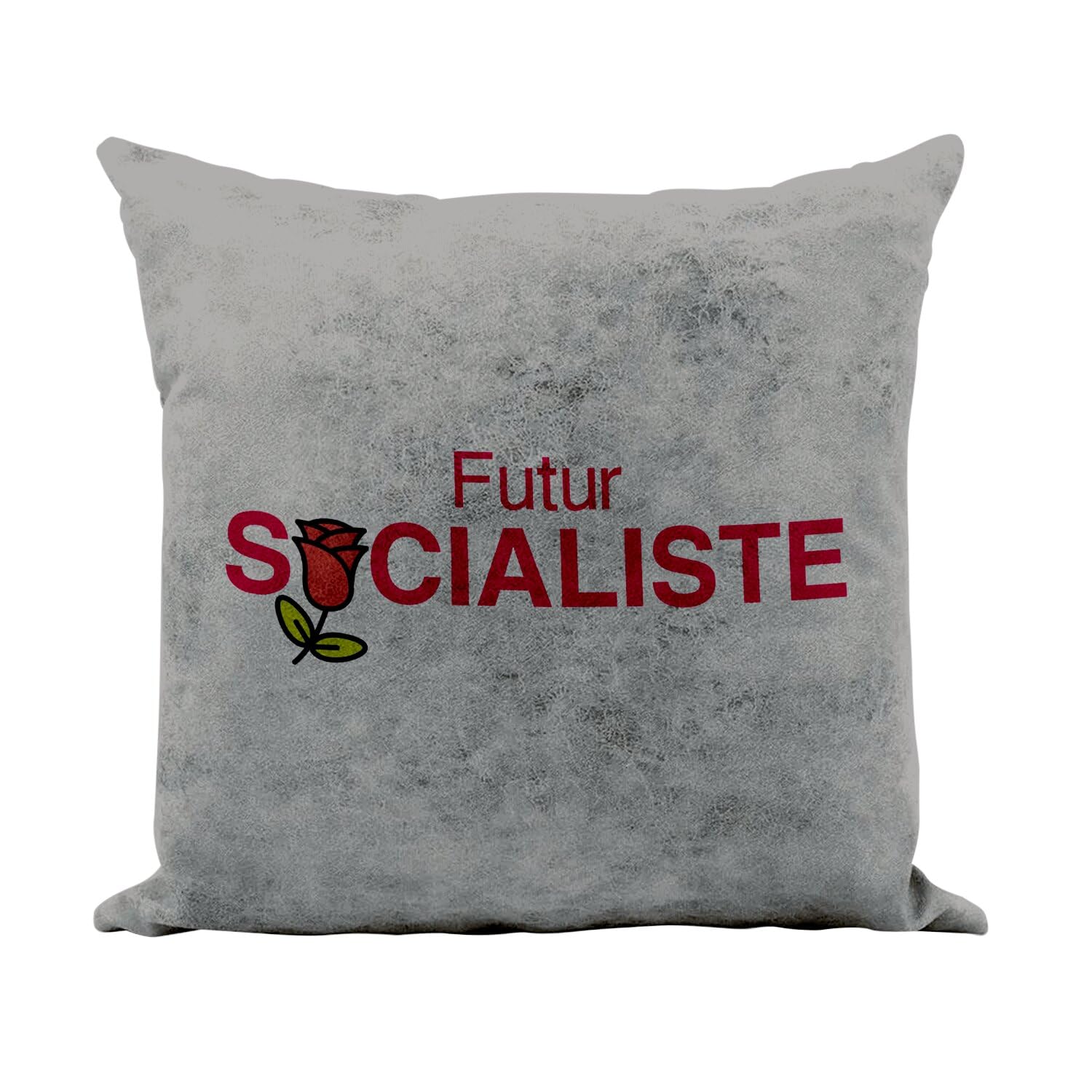 Coussin similicuir gris anti deco ennuyeuse humour politique pour salon