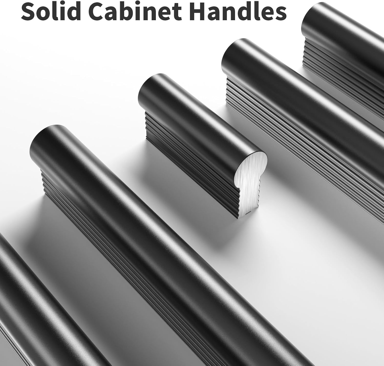 Cobbe 10 Pack 3 Inch & 5 Inch Hole Center Spacing i-Shaped Solid Kitchen Cabinet Handles, Matte Black Handles and Pulls for Bathroom Cabinets and Drawers Hardware