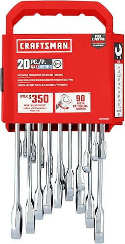 Miniatura 12 de CRAFTSMAN Juego de llaves combinadas de trinquete de 20 piezas, SAEmétricas (CMMT87220)