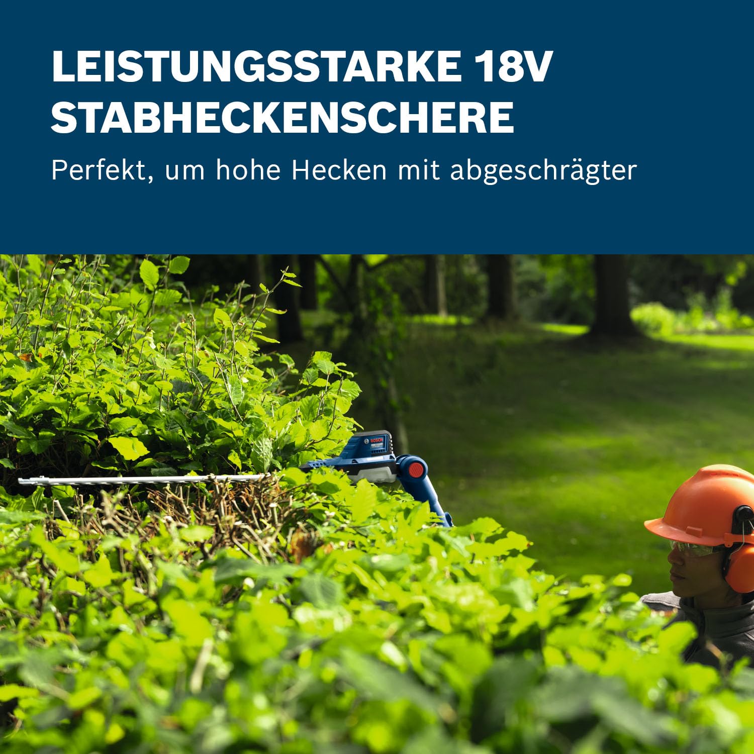 Bosch Pro Akku-Stabheckenschere GHE18V-50 FP (360°-Zusatzhandgriff, 3400 Hübe pro Minute, geringes Geräusch: 90 dB, ohne Akku)