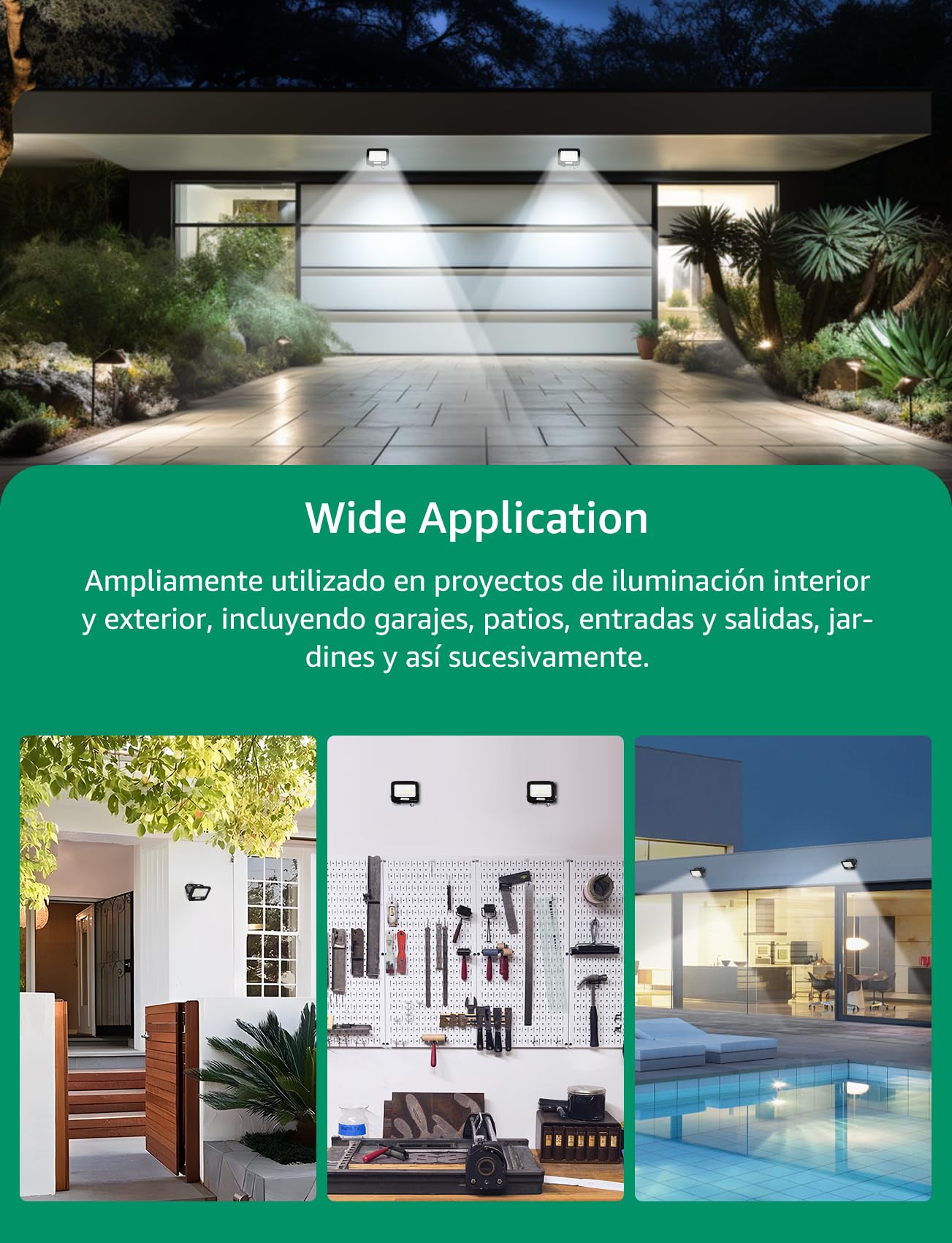 Aigostar Foco LED Exterior 10w 825LM: Foco Proyectore LED Exterior Impermeable IP65-6500K Blanco Frío para Garaje Jardín Patio Parque. 8 Piezas