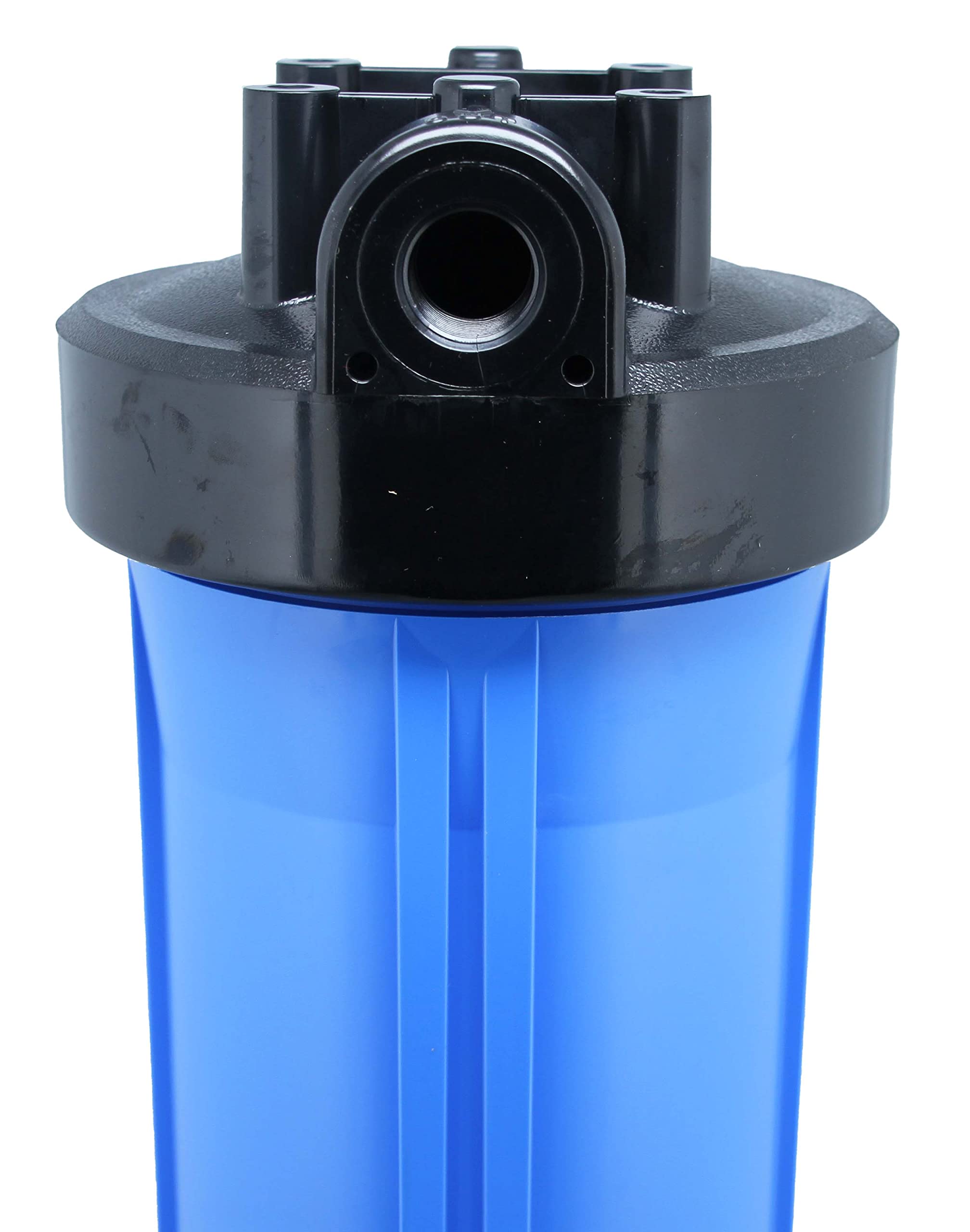 Alloggiamento filtro Neo-Pure nero/blu da 50,8 cm | coppa blu con tappo nero | Nessuna riduzione della pressione o tappo standard | Connessione NPT da 1 pollice | Alloggiamento durevole di filtrazione