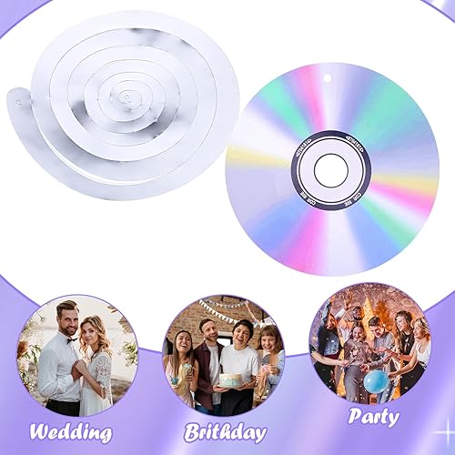 Miniatura 7 de 32 decoraciones de fiesta de los años 90, decoración de pared con diseño de espirales para colgar en CD y disco para fiestas musicales, Y2k, años