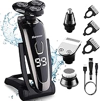 Vista 1 de Electric Razor for Men Shaver Rechargeable Waterproof Rotary for Shaving with Nose Trimmer Sideburns Trimmer Face Cleaning Brush