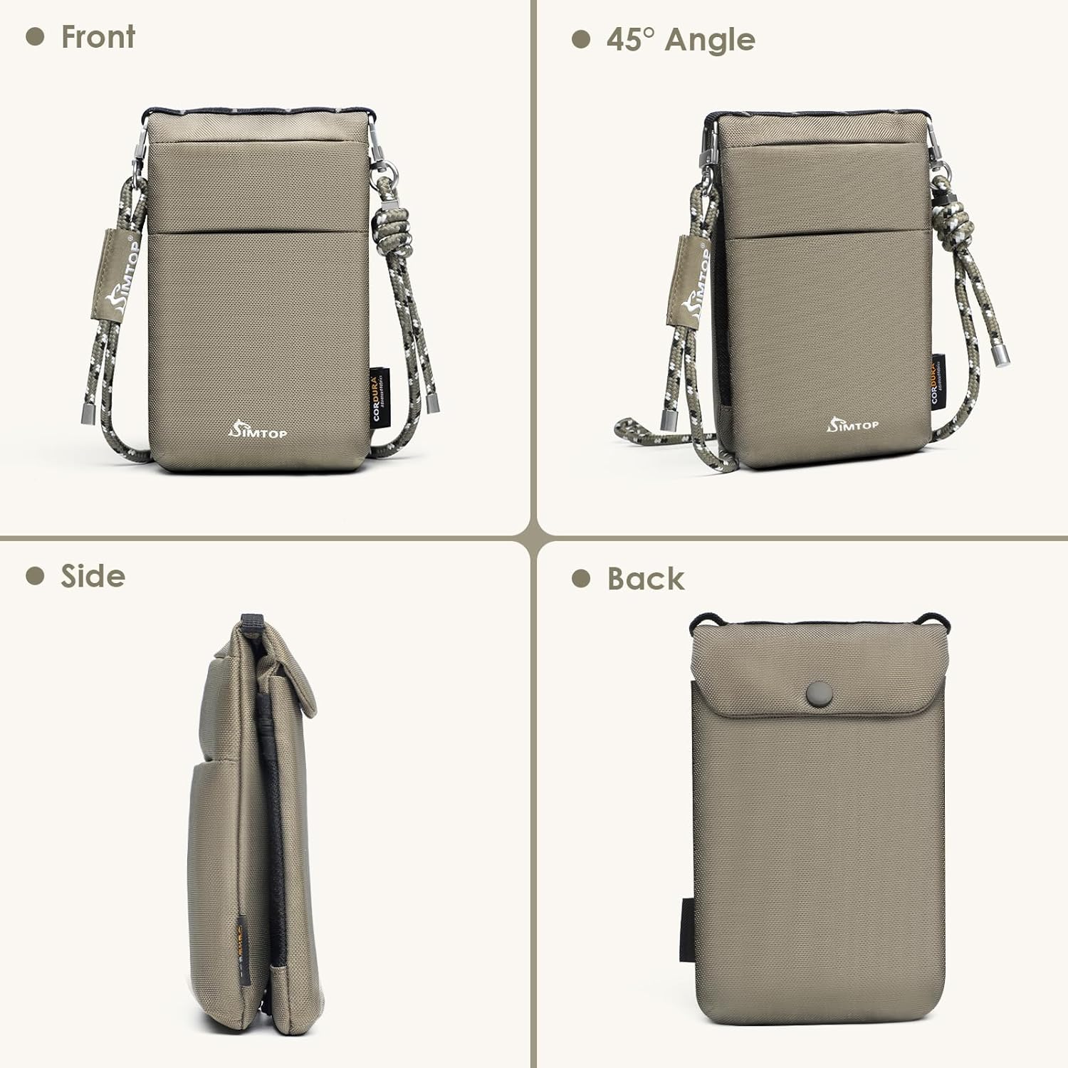 スモールクロスボディバッグ 携帯電話バッグ - RFID盗難防止サコッシュ、CORDURA 軽量 防水 電話、鍵、イヤホン、パスポー