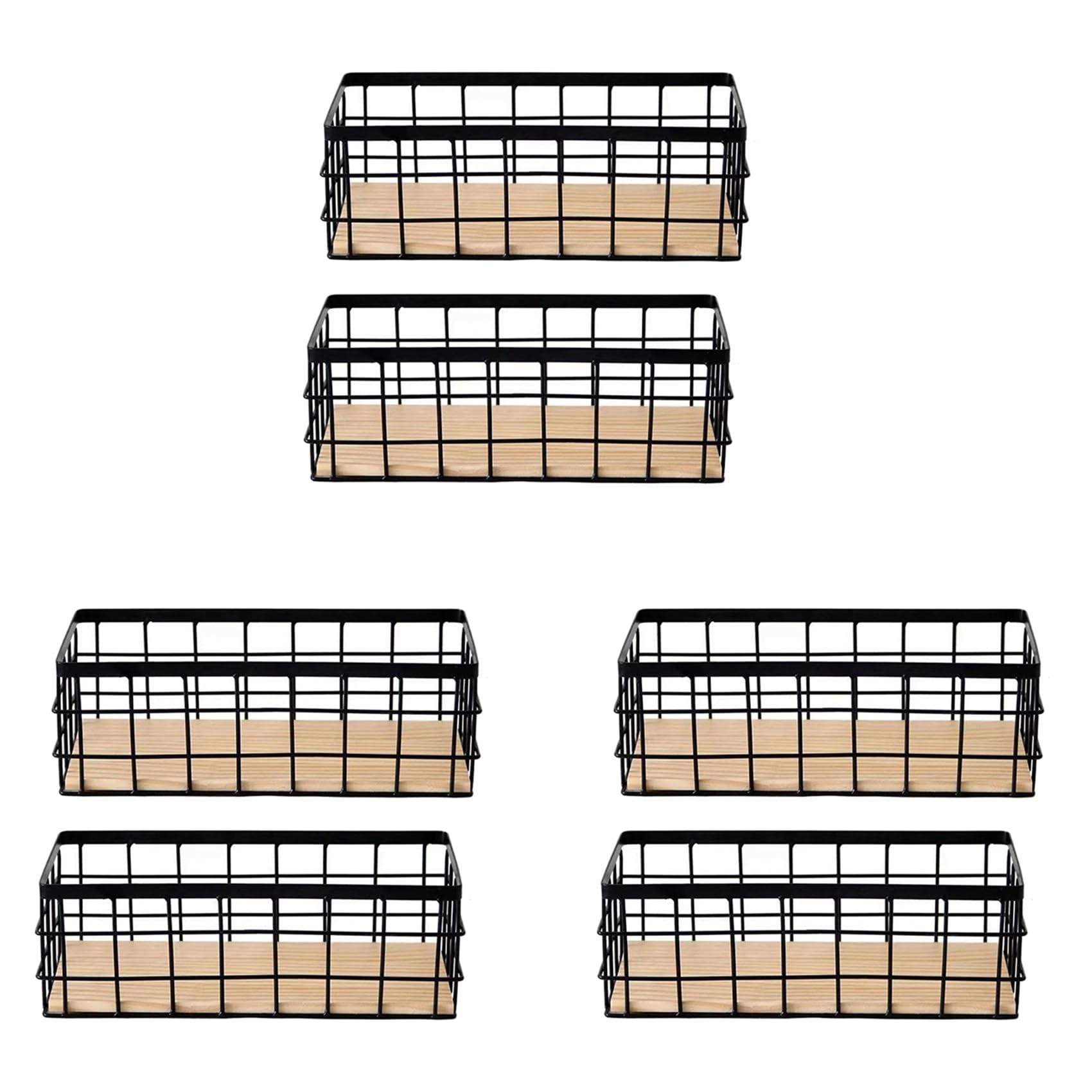 Panier en métal design industriel et bois naturel, paniers décoratifs de rangement