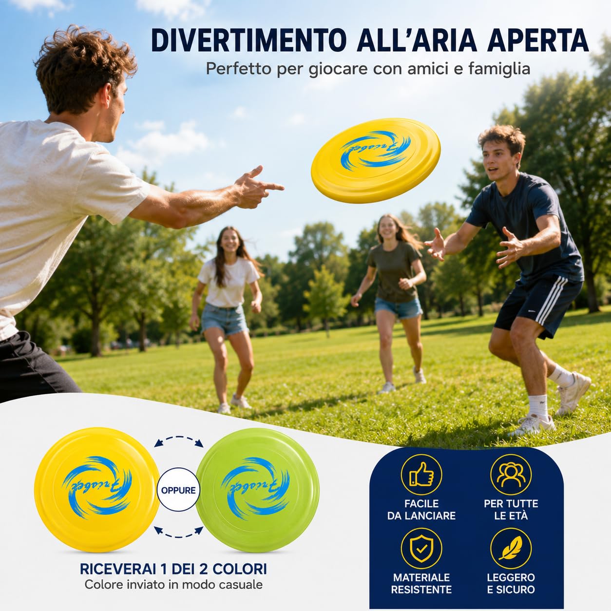 Disco Volante Frisbee 23cm per Giochi all'Aria Aperta, 1 Pezzo