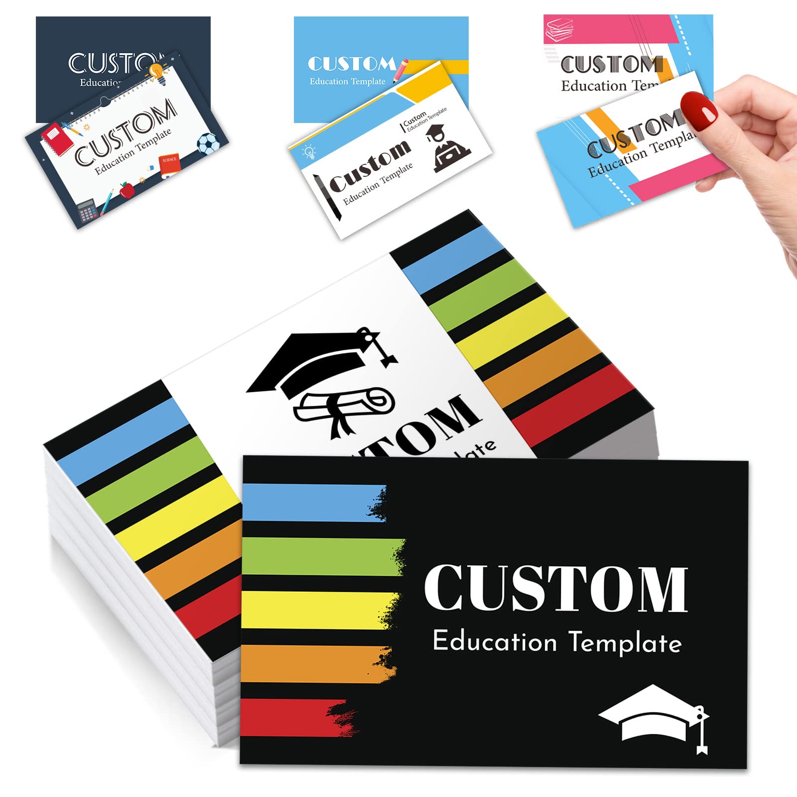 Custom Business Cards Customise Personalised Printable with Logo Picture for Small Business 3.5"x 2" Women Men Waterproof Front and Back 100 200 500 1000 Pcs Double Sided