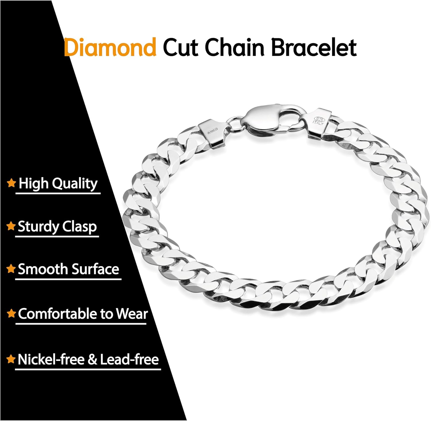QUADRI Cuban Link Bracelet, Extra Shiny, 12mm, 925 Sterling Silver, Italian Diamond-Cut Bracelet for Men, 7.5-9 Inch, Pulseras para Hombres, Gift Box Included - Image 8