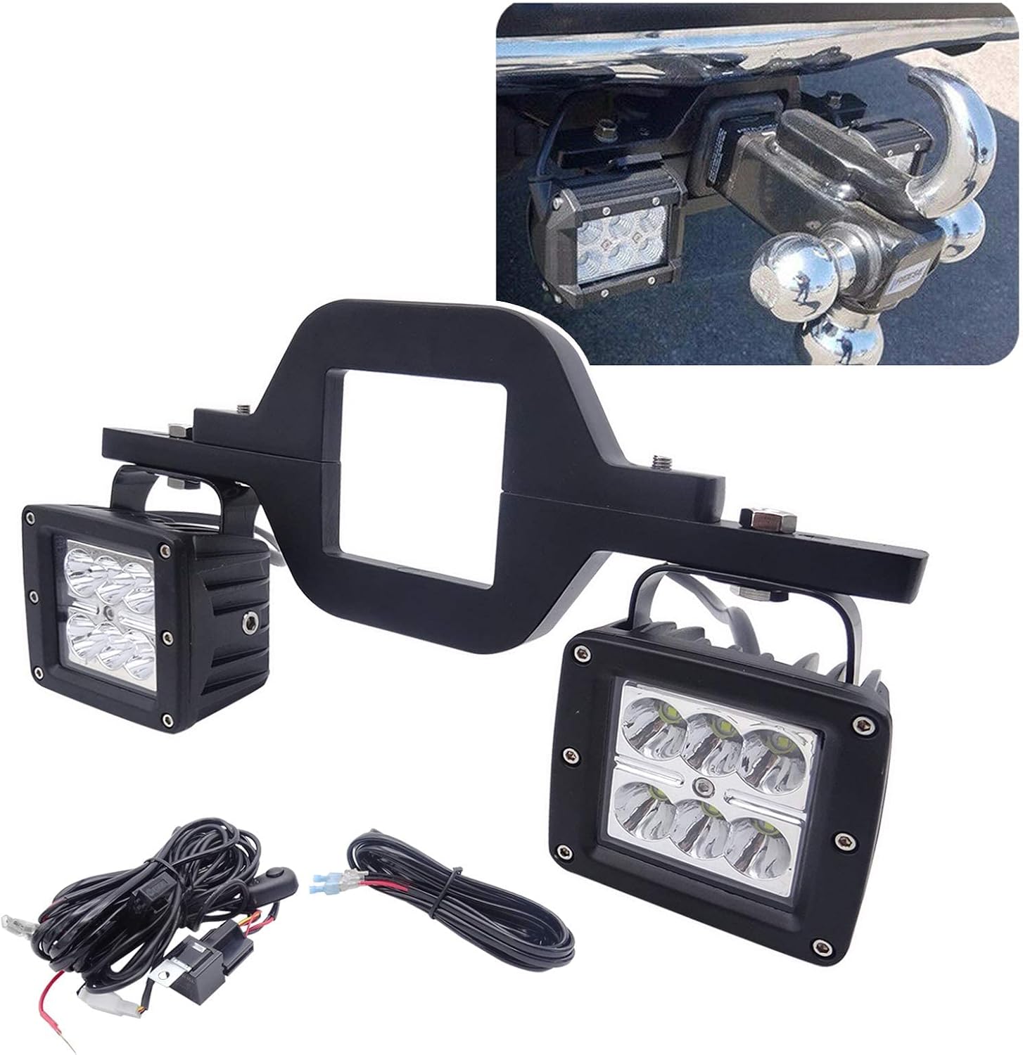 Wsays Tow Hitch Light Kit, 2PCS 3" LED Pods with 2.5" Tow Hitch Mounting Brackets and Wiring Harness Led Reverse Backup Lights Off-Road Driving Lighting Compatible with Truck Trailer RV SUV Pickup