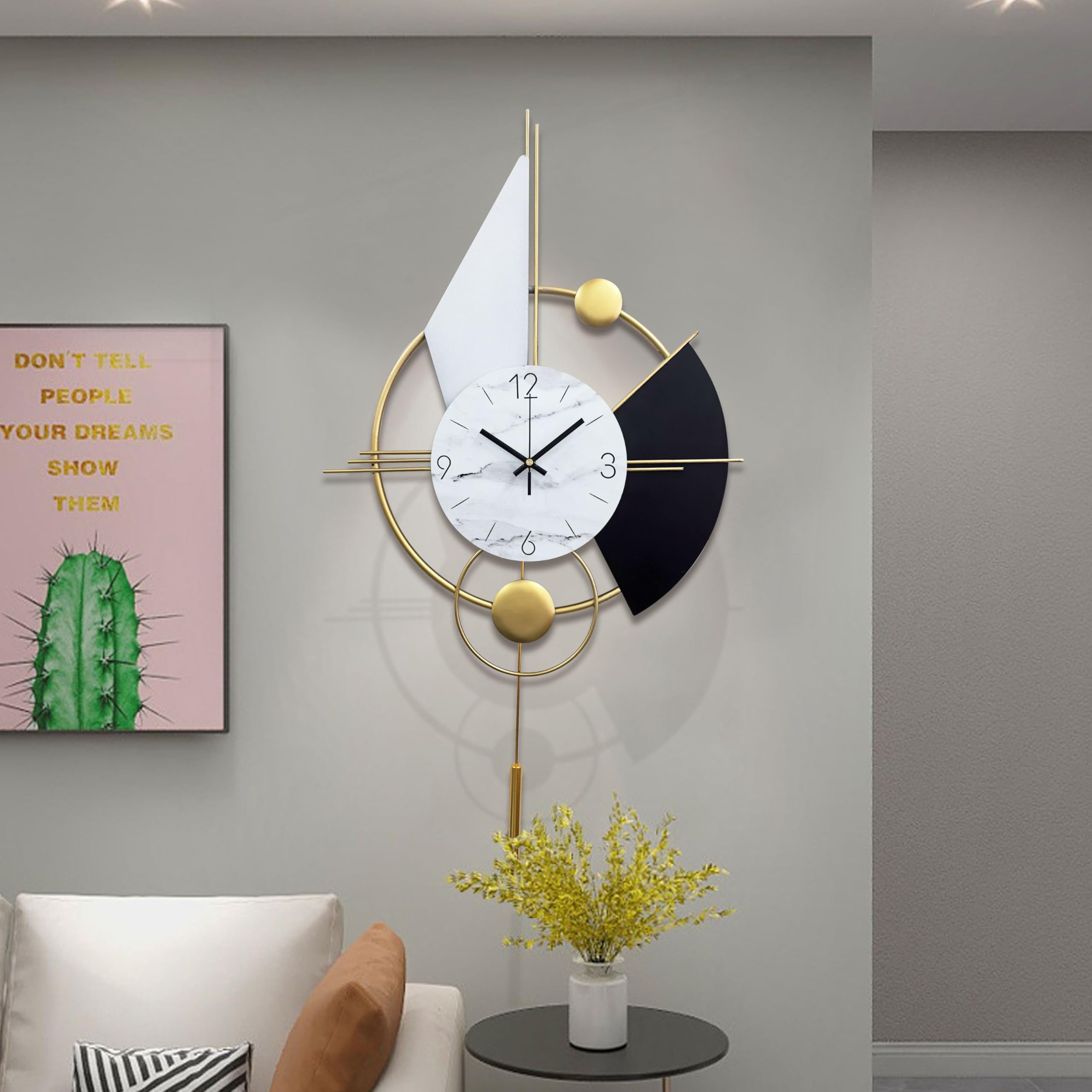 Gran orologio da parete silenzioso con coro geometrico morno | Homary