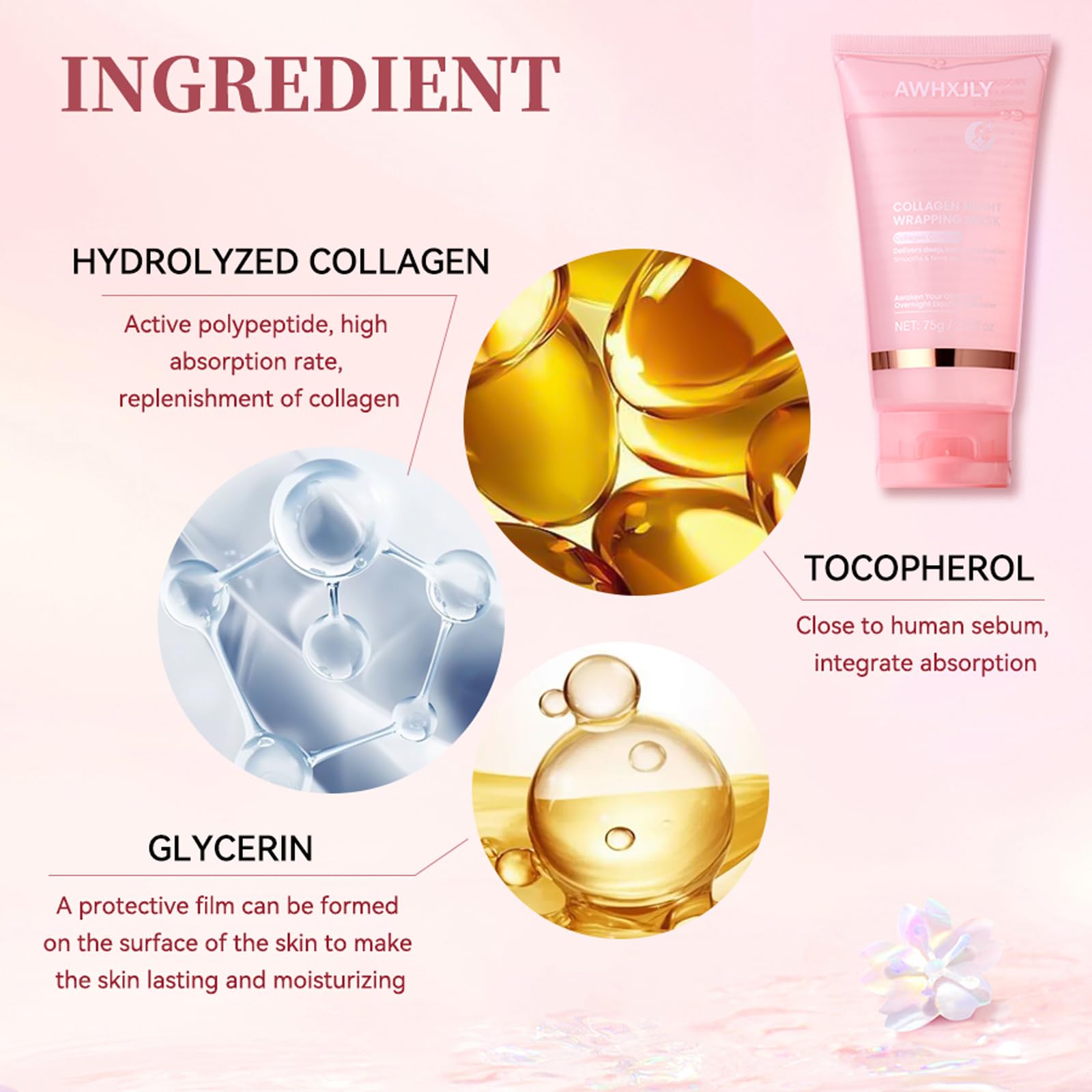 Collagen Night Wrapping Mask, Overnight Peel Off Hydrolyzed Collagen Facial Mask, Hydrates and Tightens Skin - Image 2