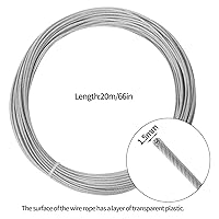 Vista 3 de Yookat El cable de cuerda de alambre incluye cables de cuerda de alambre de acero inoxidable de 116 pulgadas x 66 pies, 100 fundas de crimpado