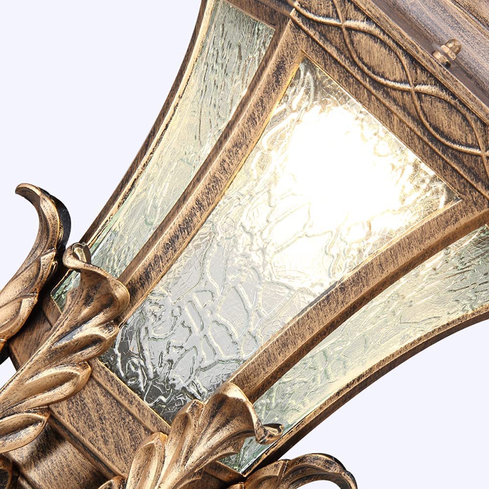 Mocna I Trwała Lampa Słupkowa E27 Retro European Z 2 Głowicami, Tradycyjna, Wodoodporna, Aluminiowa Lampa Podłogowa, Zewnętrzna, Szklana, Do Ogrodu, Do Krajobrazu, N,Glass-210cm
