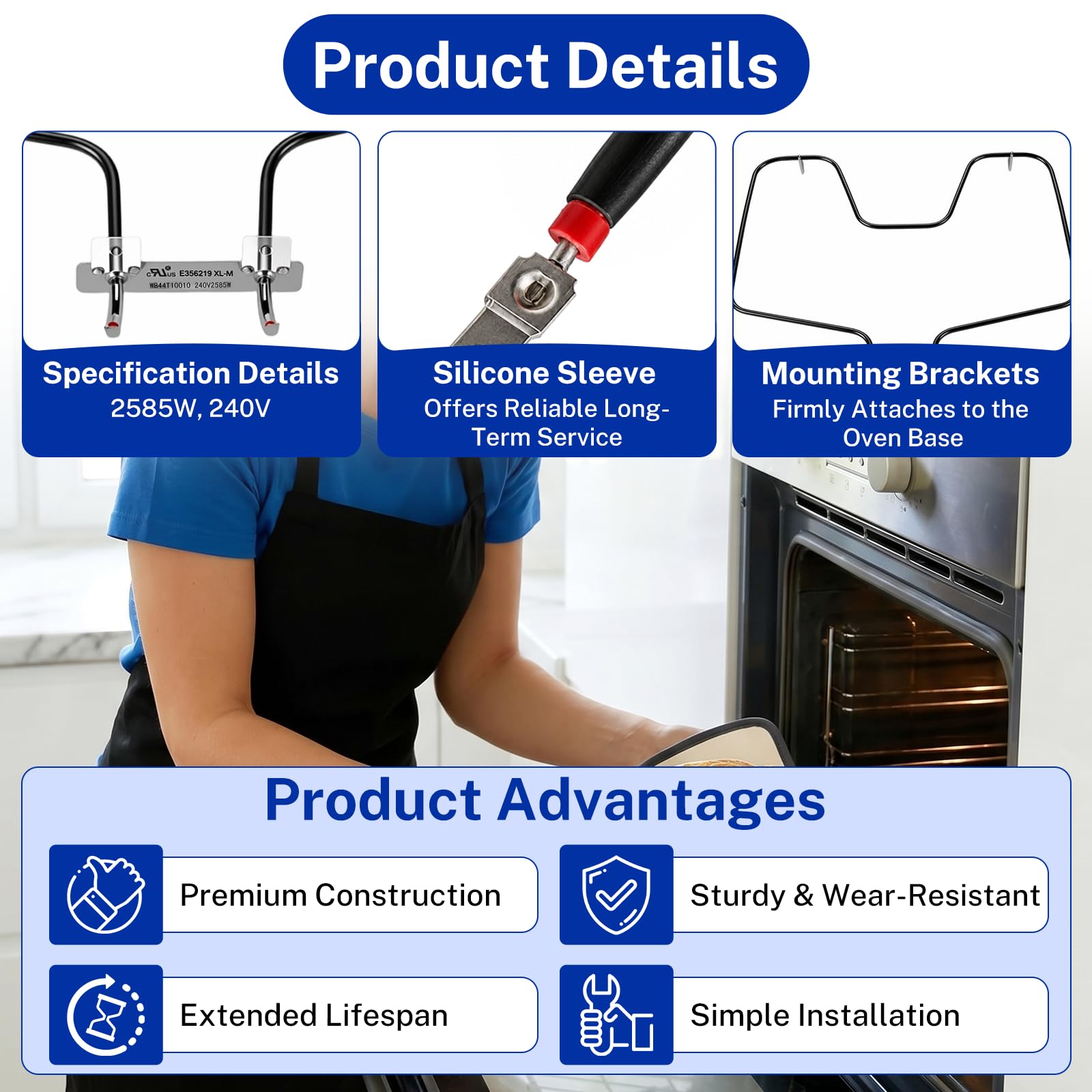 WB44T10010 - Elemento calefactor de repuesto para horno GE