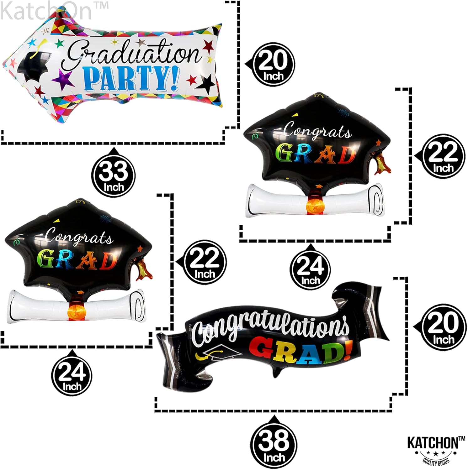 Black Graduation Cap Garland with Graduation Balloons - 4 Strings | We are So Proud of You Banner, No DIY | Felt Grad Banner | Nurse Graduation Decorations 2022 | Graduation Party Decorations 2022
