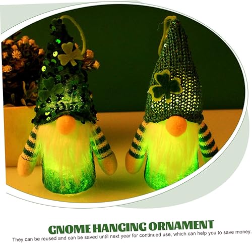 Miniatura 3 de IMIKEYA 2 adornos para muñeca, gnomos irlandeses, trébol, enano, decoración de felpa para salas de casa, gnomo iluminado, relleno de gnomo de
