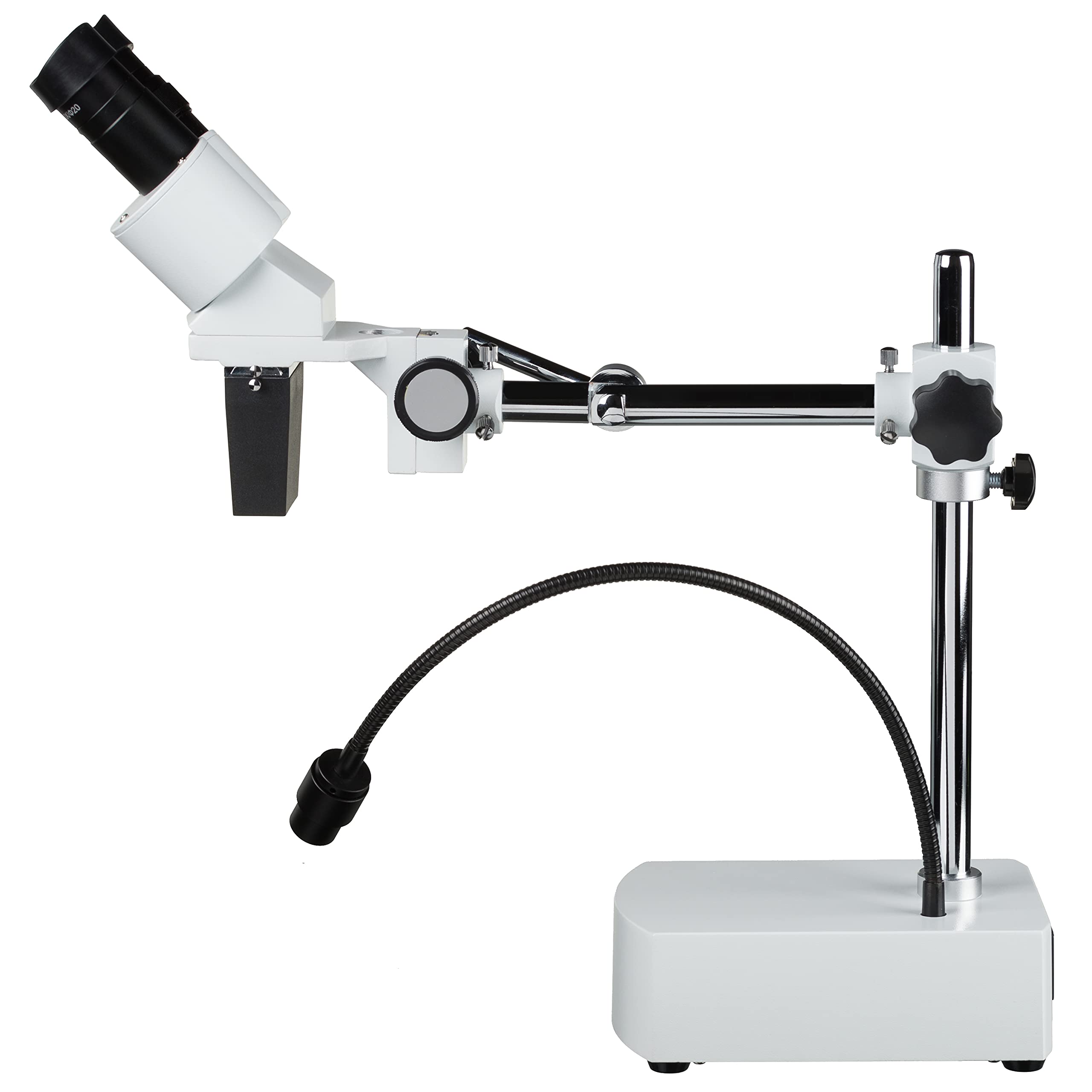 Bresser Mikroskop Biorit ICD-CS 5x-20x podświetlany mikroskop stereo z 3 wymiennymi obiektywami, LED i odległość robocza 230 mm, biały