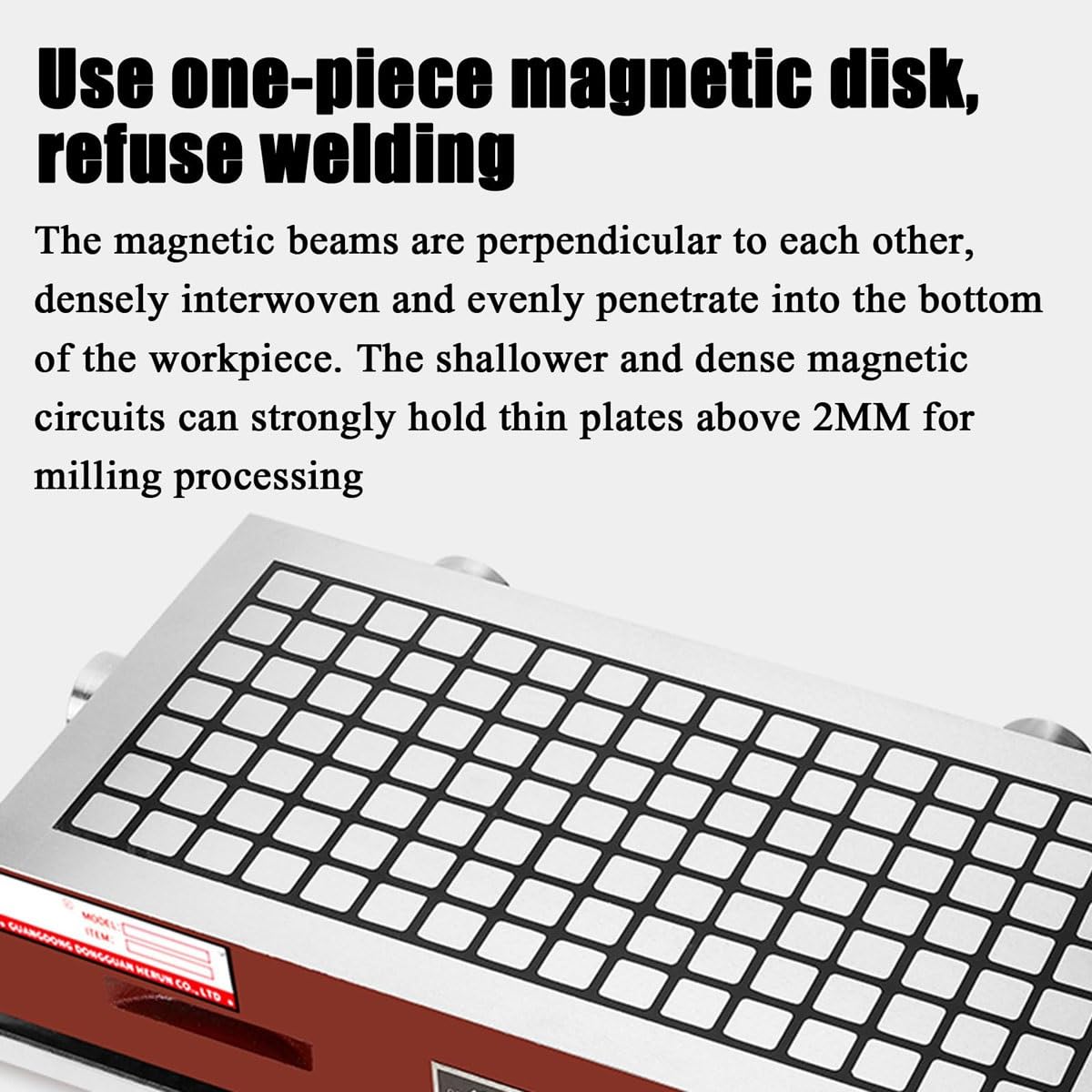 Prostokątny uchwyt magnetyczny 15 x 15 cm, uchwyt szlifierki magnetycznej CNC 0-60°, 45 kg pojedyncze siatki ssące, 230 N/cm2 i ≤ 2 N/cm2, do obróbki przedmiotu obrabianego