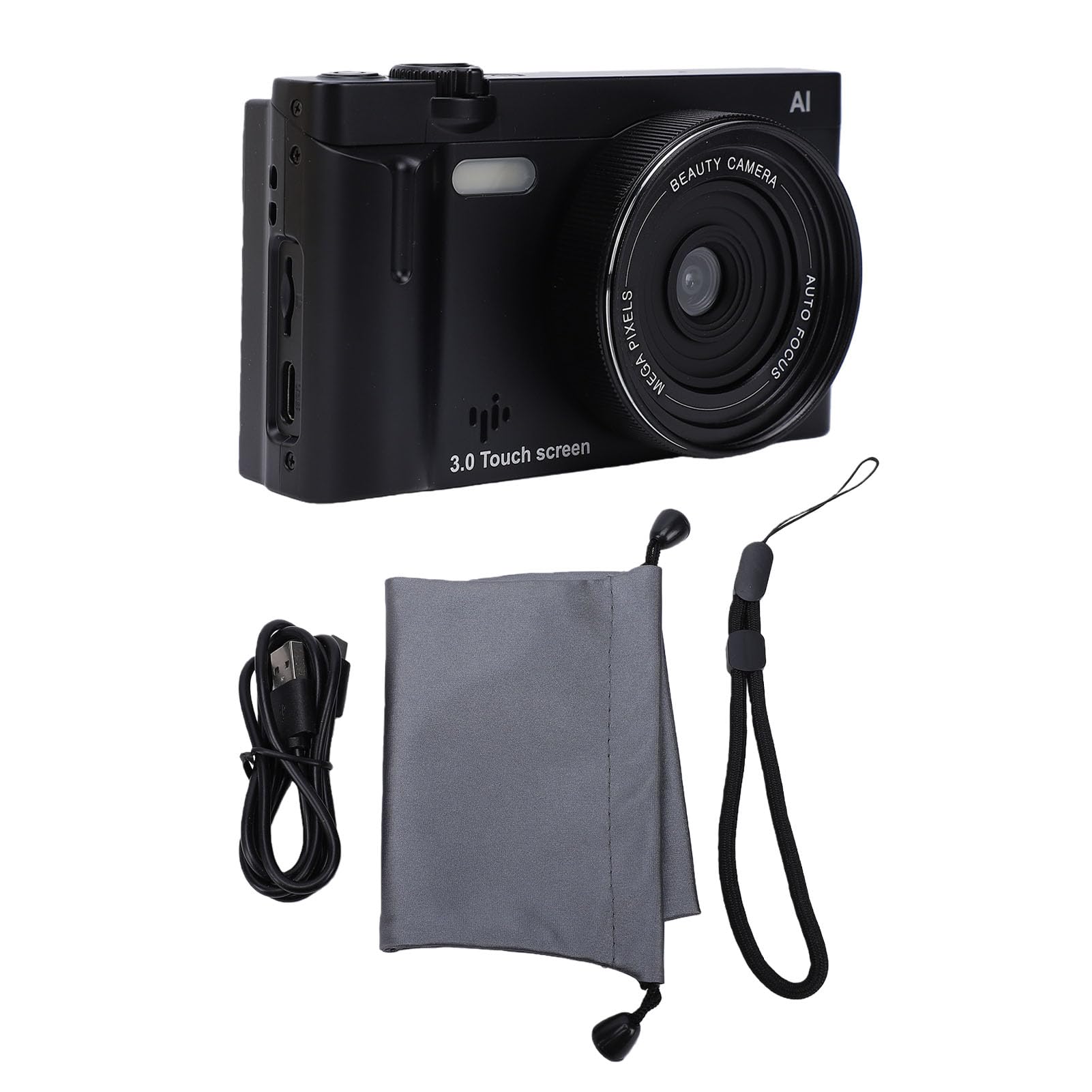 64-megapikselowy Aparat Cyfrowy 4K do Fotografii, Aparat z Ekranem Dotykowym i funkcją Wi-Fi, Autofokusem i 18-krotnym Zoomem Optycznym, Filtrami Upiększającymi AI, do
