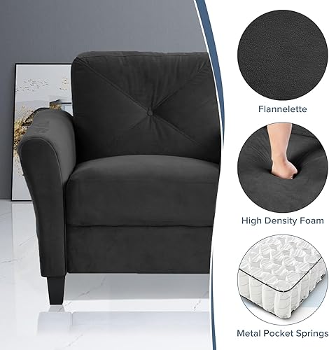 Miniatura 3 de Harper&Bright Designs - Juego de sofá tapizado de tela de lino para sala de estar (asiento individual, gris)