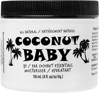 COCONUT BABY Oil for Hair & Skin - All Natural Moisturizer - Massage, Sensitive Skin, with Sunflower and Grapeseed oils - 4fl oz