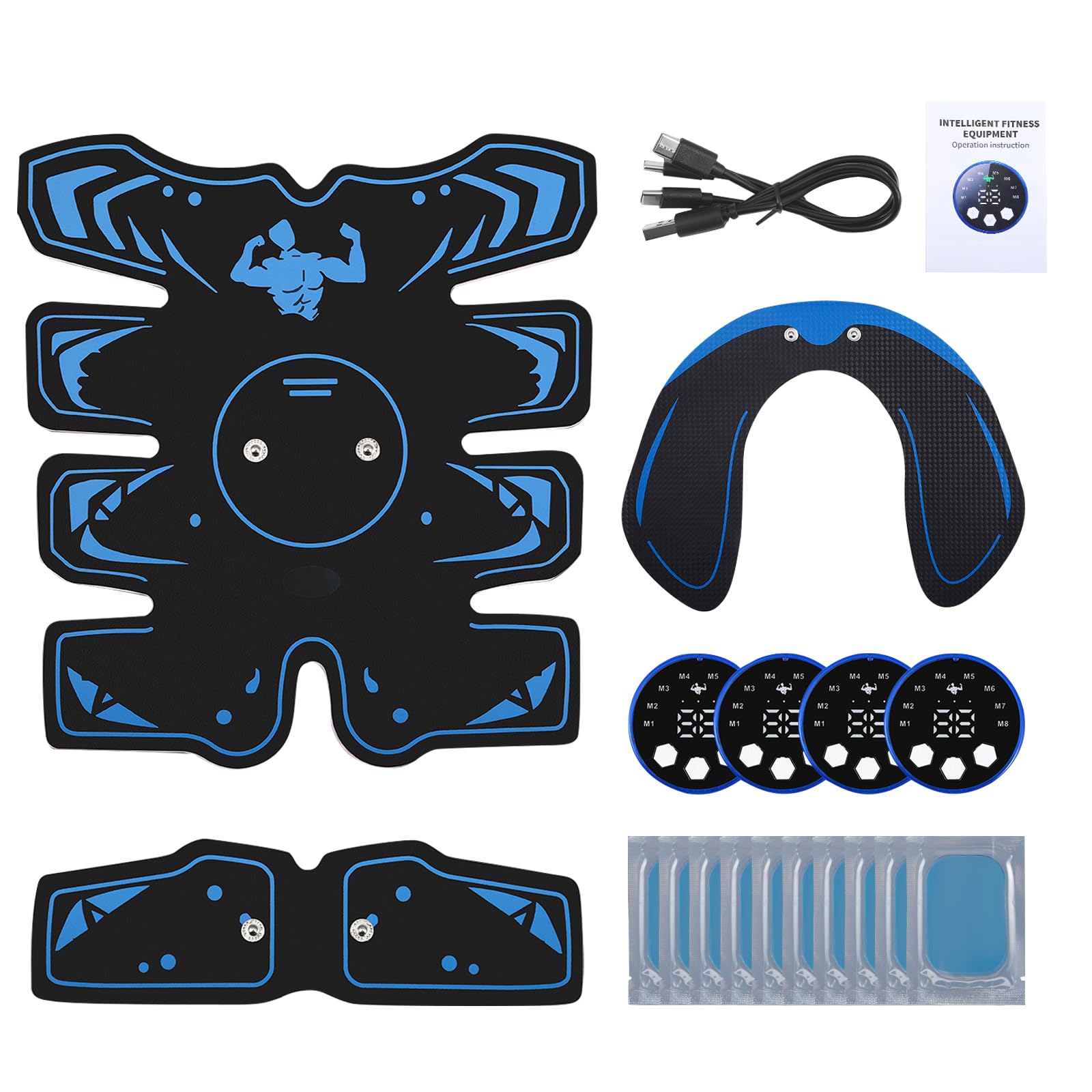 EMS Muscle Stimulator, EMS Muscle Stimulator with 6 Modes 29 Intensities for Men And Women, Electric Abdominal Toner Rechargeable Abdominal Muscle Stimulator for Abdominal/Arm/Leg/Hip Training