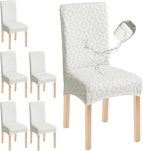 Miniatura 30 de Genina Juego de 4 fundas impermeables para sillas de comedor, extraíbles y lavables, color gris oscuro Gris-oscuro,Beige,Negro,Chocolate,Blanco