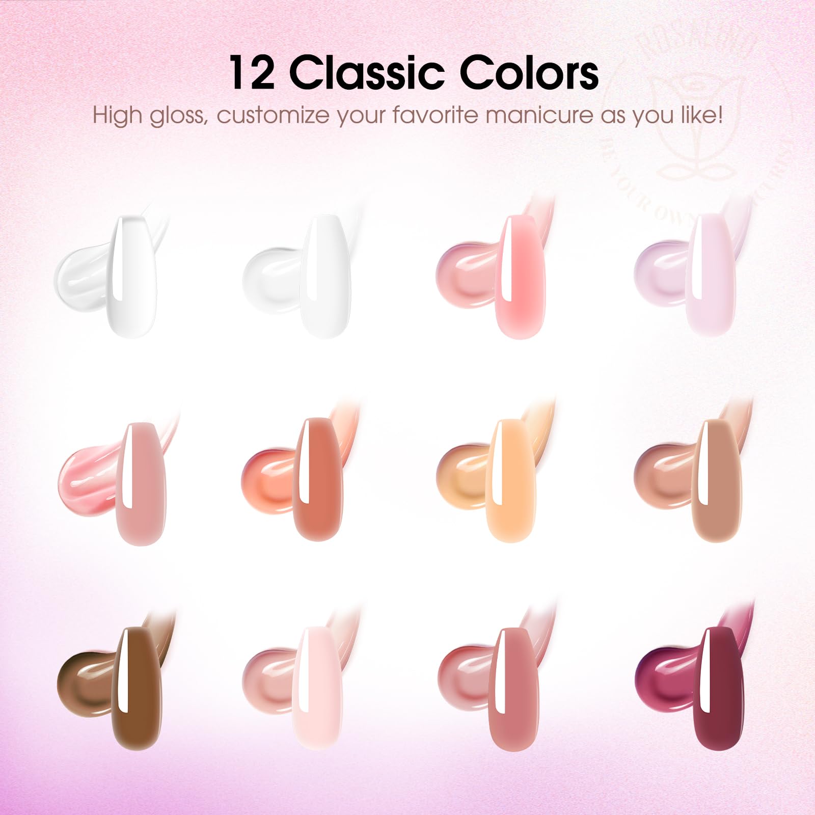 ROSALIND Kit Completo de Poligel para Uñas - 12 Colores 10ml, Lámpara UV, Base y Top Coat, Kit de Arte para Bricolaje en Casa y Profesionales