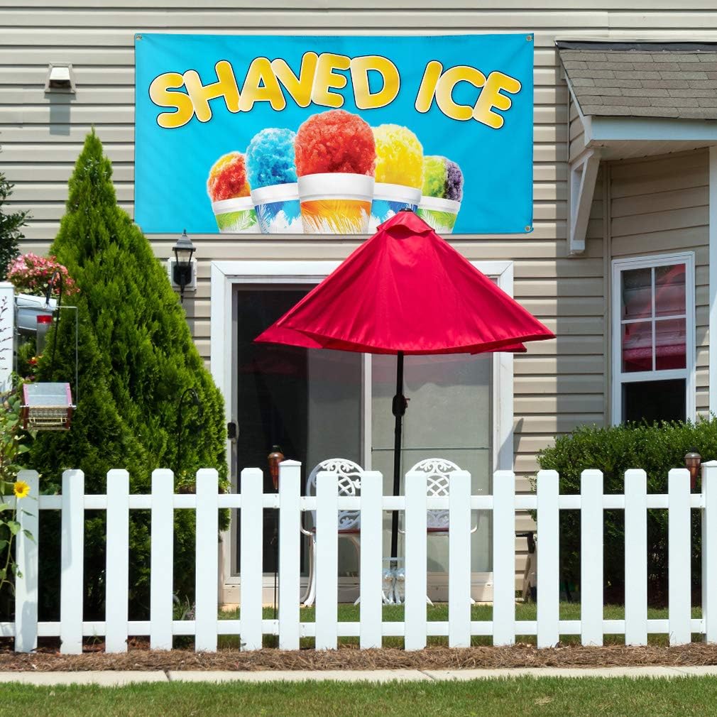 Vinyl Banner Multiple Sizes Shaved Ice Food Festival Taste of Outdoor Weatherproof Industrial Yard Signs 4 Grommets Design Only 24x36Inches