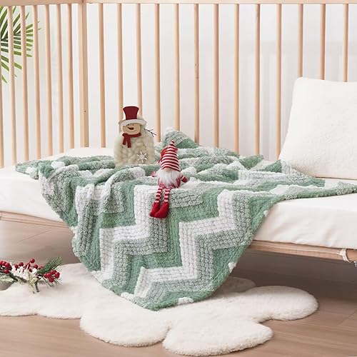 Miniatura 6 de HOMRITAR Manta de bebé para niños y niñas, manta de forro polar suave y esponjosa, cálida y cómoda, reversible, decoración bohemia con patrón de