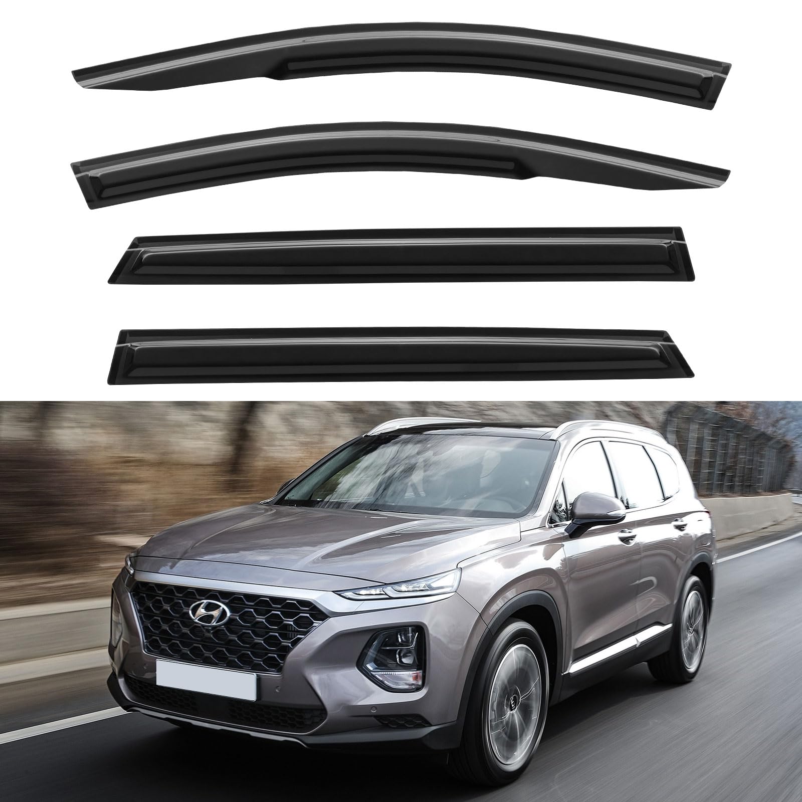 Window Visors Rain Guards Shield for 2019-2024 Hyundai Santa Fe, Window Wind Deflectors Vent Shades for 19 20 21 22 23 24 Santa Fe