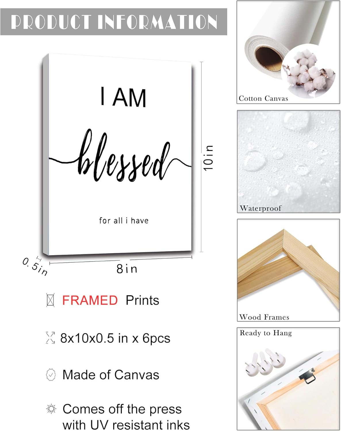 Drsoum Inspirational Wall Art Office Decor, Motivational Wall Art Prints for Office Bedroom Living Room Classroom, 8"x10",FRAMED